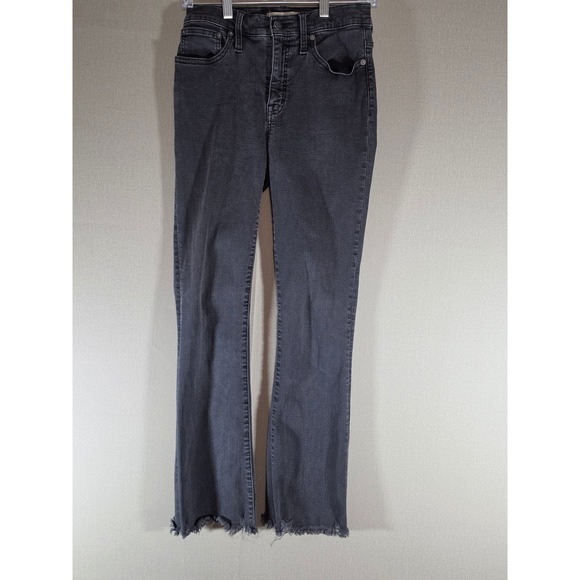 Madewell Denim - Madewell Cali Demi-Boot Jeans 26T Faded Black High Rise Raw Hem Stretch Denim